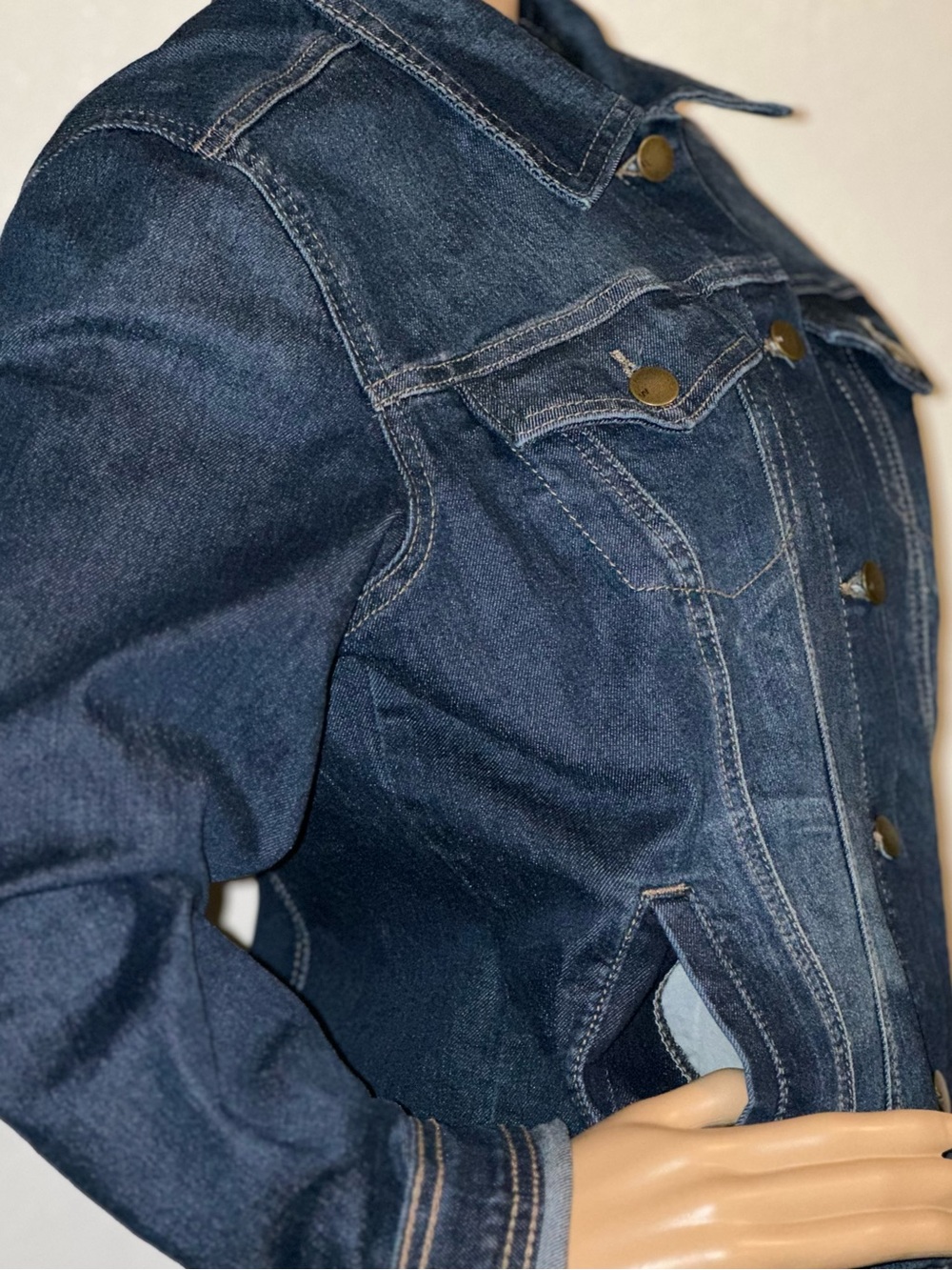 Westport Embroidered Rose Denim Jacket – Dark Wash Floral Shacket – Size M - Picture 4 of 12